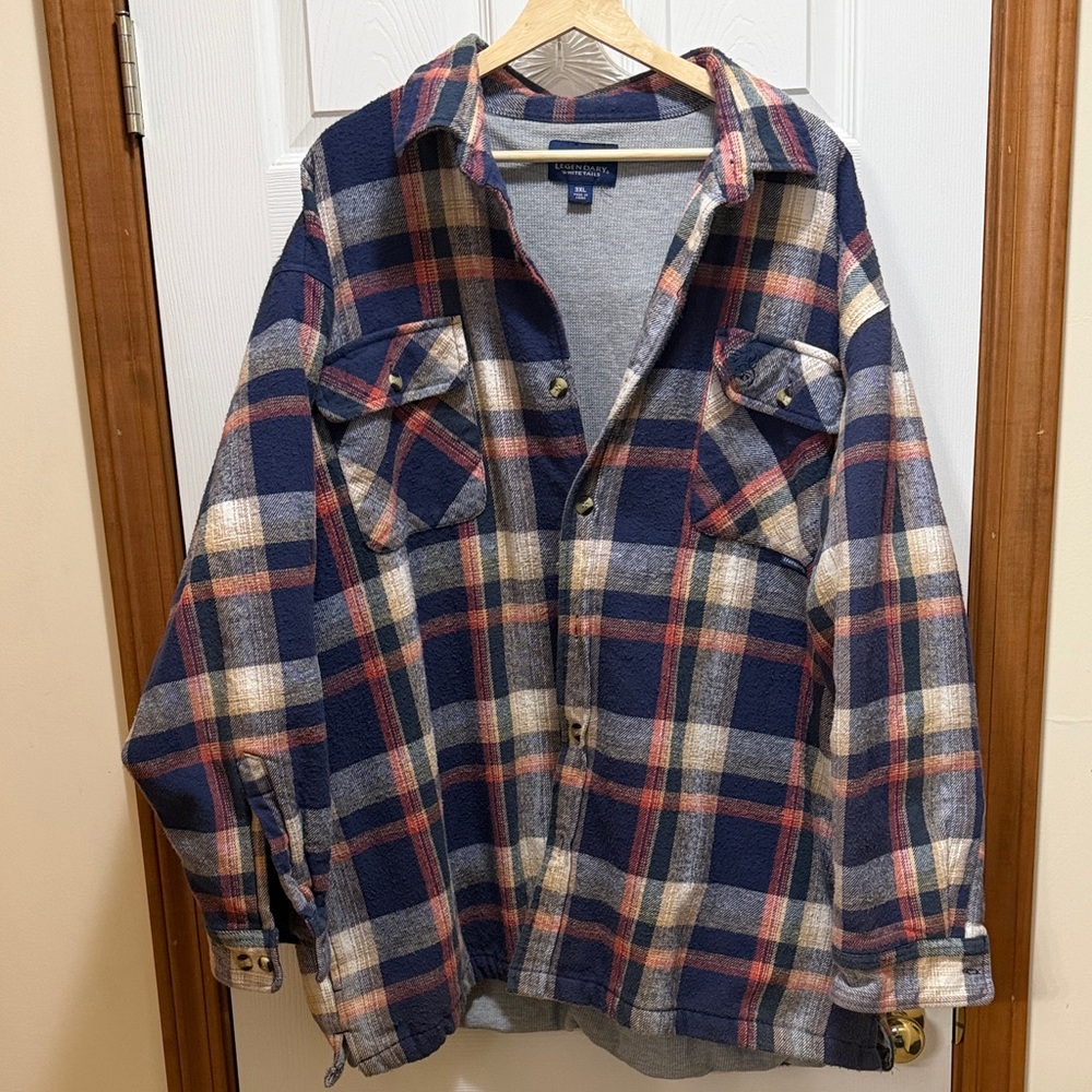 Legendary Whitetails Men's Plaid Shirt Jacket - Blue, Red, and Beige